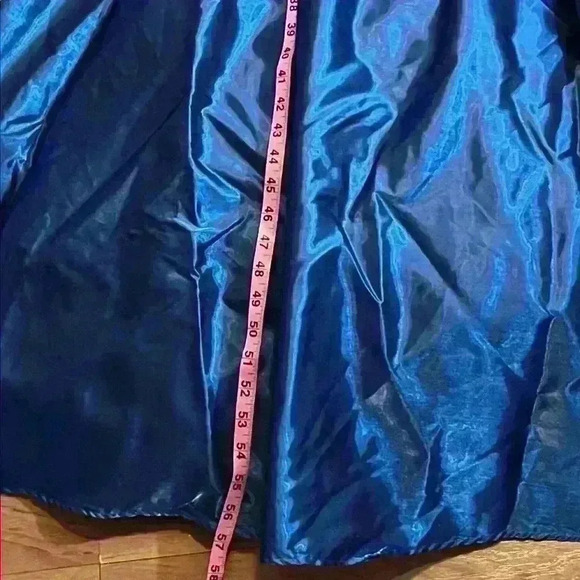 VTG Mike Benet Formals Blue Puff Sleeve Sweetheart Ribbon Prom Dress Size XS - Picture 6 of 11